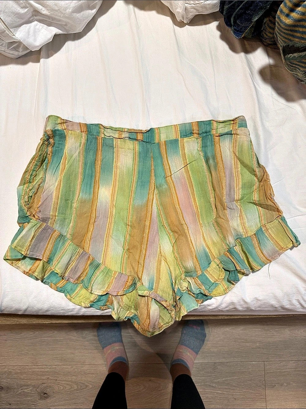 Free People Marisol Micro Shorts in Green & Orange